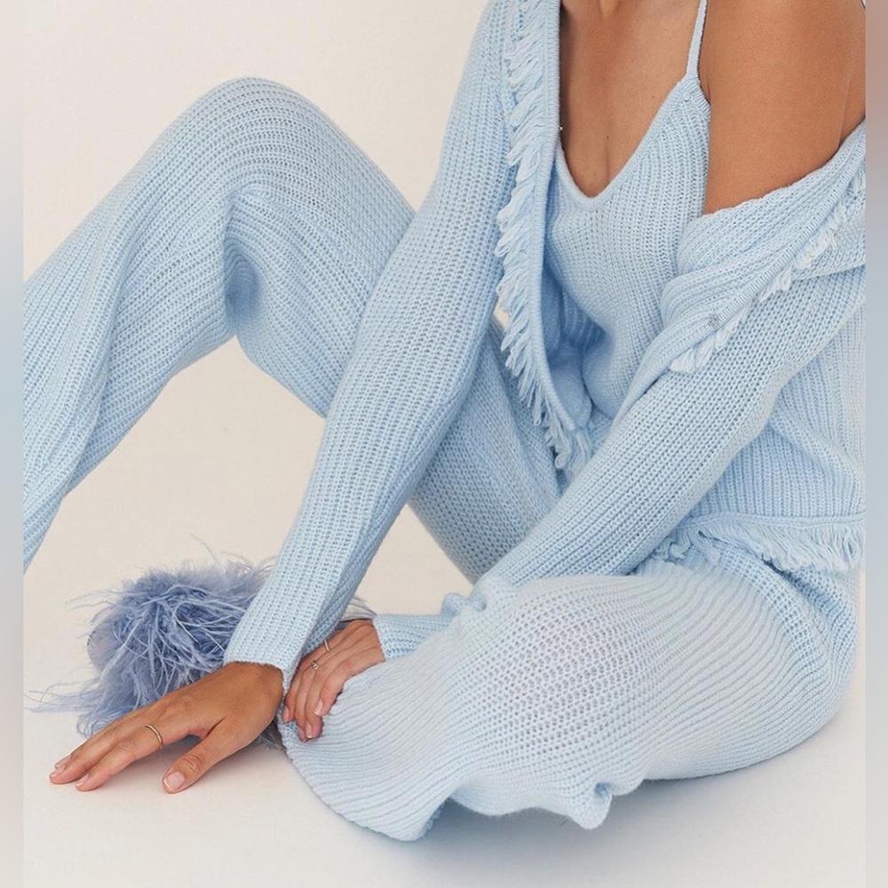 NWT Callahan Harper Shaker Knit Straight Fit Pants in Baby Blue - Size XS